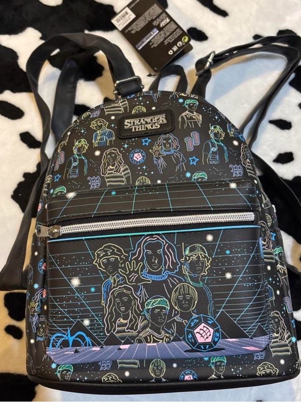 Disney Stranger Things Black Neon Character Mini Backpack